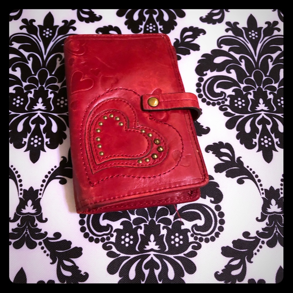 Fossil red heart wallet